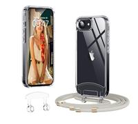OLEPHY Trasparente Cover con Cordino per iPhone 17e e 16e 6,1'', Beige | Custodia con Regolabile e Rimovibile Collana, Per Attività all'aperto ed Escursioni | Libertà a Mani Libere,