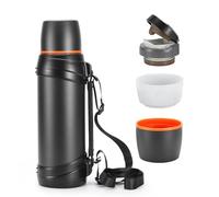 Olerd Grande fiaschetta da 2 l, in acciaio inox, isolante, da viaggio, con tazza senza BPA, bottiglia sottovuoto oversize