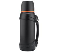 Olerd Thermos 2,0 l, thermos in acciaio inox, con 2 bicchieri, isolamento a doppia parete, per campeggio, 24 ore, caldo e freddo (nero)