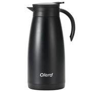 Olerd Thermos da 1,5 l, in acciaio inox, a doppia parete, per caffè, tè, acqua, bevanda (nero)