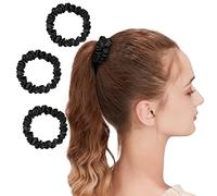 OLESILK 3 chouchou seta elastici capelli piccoli, nero | 100% seta di gelso, delicato sui capelli. Previene la rottura. Perfetto per code e chignon. Confezione regalo.