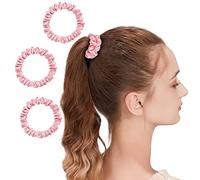 OLESILK 3 chouchou seta elastici capelli piccoli, Rosa | 100% seta di gelso, delicato sui capelli. Previene la rottura. Perfetto per code e chignon. Confezione regalo.