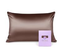 OLESILK Federa 100% seta, per la cura dei capelli e della pelle, con chiusura lampo, 16 momme, 1 pezzo, caffè, 40 x 80 cm