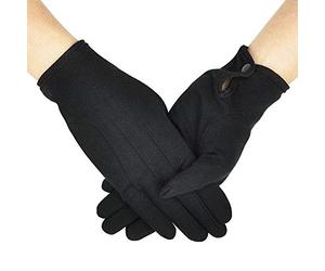 OLESILK Guanti da parata Guanti da galateo per donne e uomini Cotone bianco Costume da smoking formale Guanti da guardia d'onore Chiusura a scatto Guanti da ispezione per monete, nero, 2 paia