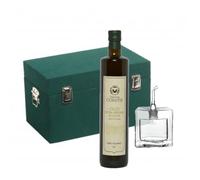 Oleum Comitis - Olio Extra Vergine di Oliva 100% Italiano - Confezione Regalo in Legno con Bottiglia da 750 ml e Oliera Ichendorf in Vetro