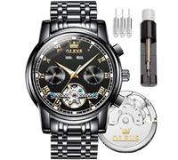 OLEVS Automatic Mechanical Men Watch Day-Date-Month-and-Year Fashion Stainless Steel Green&Blue&Black Face