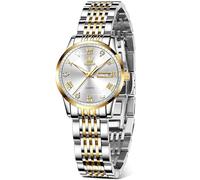 OLEVS Bicolore Orologio Donna Analogico Acciaio Inossidabile Numeri Romani Bianco Orologi Impermeabile Donna Piccolo Quadrante con Data Luminoso Facile da Leggere