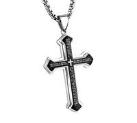 OLEVS Collana con ciondolo a forma di croce grande in acciaio inossidabile per uomo e donna, 2.55 inches x 1.6 inches, Metallo