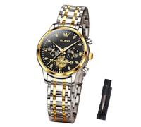 OLEVS Cronografo da donna con diamanti luminosi numeri romani quadrante di lusso in acciaio inossidabile impermeabile orologio da polso per le donne delicato reloj para Mujer regalo blu/argento/nero