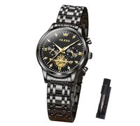 OLEVS Cronografo da donna con diamanti luminosi numeri romani quadrante di lusso in acciaio inossidabile impermeabile orologio da polso per le donne delicato reloj para Mujer regalo blu/argento/nero