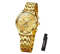 OLEVS Cronografo da donna con diamanti luminosi numeri romani quadrante di lusso in acciaio inossidabile impermeabile orologio da polso per le donne delicato reloj para Mujer regalo blu/argento/nero