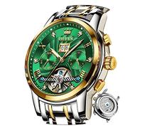 OLEVS Men Automatic Watch Skeleton 5 Hands Mechanical Classic Luxury Multi Calendar Stainless Steel Waterproof Wrist Watch for Men