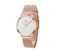 OLEVS Oro Rosa Orologi Donna Elegante Impermeabile con Data Acciaio Inossidabile Orologio da Polso Donna Ultra Sottile Cinturino in Maglia Women Watch Bianco Quadrante Grande Facile da Leggere