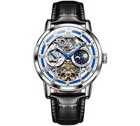 OLEVS Orologi automatici da uomo, cinturino in pelle vintage Tourbillon stile barocco
