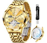 OLEVS Orologi automatici per gli uomini d'affari orologio meccanico in acciaio inossidabile impermeabile a carica automatica classico data lusso diamante orologio da polso, orologi oro 21, orologio da