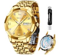 OLEVS Orologi automatici per gli uomini d'affari orologio meccanico in acciaio inossidabile impermeabile a carica automatica classico data lusso diamante orologio da polso, orologio oro da uomo,