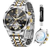 OLEVS Orologi automatici per gli uomini d'affari orologio meccanico in acciaio inossidabile impermeabile a carica automatica classico data lusso diamante orologio da polso, Orologi da uomo neri 21,