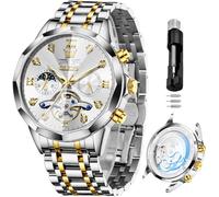 OLEVS Orologi automatici per gli uomini d'affari orologio meccanico in acciaio inossidabile impermeabile a carica automatica classico data lusso diamante orologio da polso, orologi argento 21