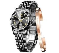 OLEVS Orologi da donna con numeri romani con diamanti e numeri romani, orologi da donna in argento bicolore in acciaio inossidabile impermeabile orologio da polso femminile, L9931: Tutti gli orologi