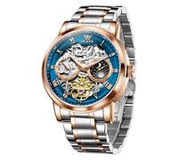 OLEVS Orologi da uomo automatici a carica automatica, meccanici, da lavoro, in acciaio inox, con diamanti