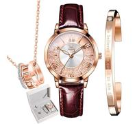 OLEVS Orologi Il nuovo quadrante a sabbie mobili fluirà Set Regali per Donna, Orologio Collana Set Braccialetti 3 Pezzi per Mamma Moglie Fidanzata Anniversario Compleanno Natale San Valentino Regali
