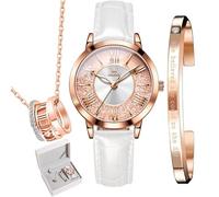 OLEVS Orologi Il nuovo quadrante a sabbie mobili fluirà Set Regali per Donna, Orologio Collana Set Braccialetti 3 Pezzi per Mamma Moglie Fidanzata Anniversario Compleanno Natale San Valentino Regali