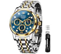OLEVS Orologi per gli uomini Diamond Luxury Dress Cronografo Orologio al Quarzo Business Casual Data Fase Lunare Orologio da uomo Impermeabile Luminoso Acciaio Inossidabile Maschio Orologio, Cinturino