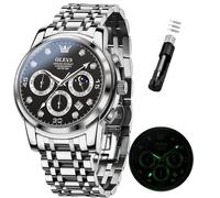 OLEVS Orologi per gli uomini Diamond Luxury Dress Cronografo Orologio al Quarzo Business Casual Data Fase Lunare Orologio da uomo Impermeabile Luminoso Acciaio Inossidabile Maschio Orologio, Cinturino