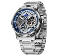 OLEVS Orologio automatico da uomo con tourbillon scheletrato, calendario completo, luminoso, impermeabile, cinturino in acciaio inox