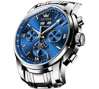 OLEVS Orologio automatico da uomo meccanico a carica automatica, senza batteria, cinturino in acciaio inox, lussuoso, fasi lunari, orologio da polso per uomo, impermeabile e luminoso, Cinturino bianco
