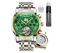 OLEVS Orologio Automatico da Uomo, Scheletrato con Tourbillon Senza Batteria, Lussuoso in Acciaio Inossidabile con Data, Meccanico Impermeabile e alla Moda