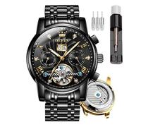 OLEVS Orologio Automatico da Uomo, Scheletrato con Tourbillon Senza Batteria, Lussuoso in Acciaio Inossidabile con Data, Meccanico Impermeabile e alla Moda