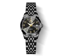 OLEVS Orologio da donna classico con numeri e numeri da donna, analogico, al quarzo, in acciaio inossidabile, impermeabile, luminoso, giorno e data, due tonalità, facile da leggere, orologio nero da