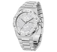 OLEVS Orologio da polso automatico da uomo, a carica automatica, meccanico, da lavoro, in acciaio inox, impermeabile, luminoso, con diamanti