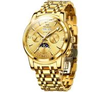 OLEVS Orologio da polso da uomo automatico con scheletro, meccanico, a carica automatica, lussuoso, alla moda, luminoso, impermeabile, 6633: Cinturino oro e quadrante oro