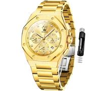 OLEVS Orologio da uomo Business Diamond Easy Read Orologi da polso da uomo Analogico di Lusso Data In Acciaio Inox Impermeabile Luminoso Vestito Mens Orolo, Oro 3626, 3626-gold, orologio da uomo