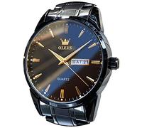 OLEVS Orologio da uomo in acciaio inox, analogico, al quarzo, da uomo, con quadrante grande, impermeabile, luminoso, classico