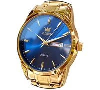 OLEVS Orologio da uomo in acciaio inox, analogico, al quarzo, da uomo, con quadrante grande, impermeabile, luminoso, classico