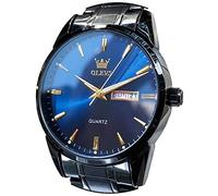 OLEVS Orologio da uomo in acciaio inox, analogico, al quarzo, da uomo, con quadrante grande, impermeabile, luminoso, classico
