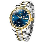 OLEVS Orologio meccanico da uomo scavato fuori impermeabile automatico orologio di stringa per gli uomini, 7003-Argento Oro-Blu, round, orologio alla moda