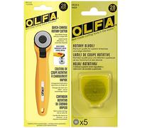 OLFA Rotary Fabric Cutter 28MM with 5 Blade Refill For Quilting, Sewing, and Crafts