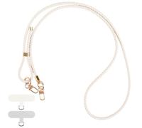 Olgary Cordino Per Cellulare Universale Telefono Phone Lanyard Tracolla con 2 Patch, Collana Nylon Cinturino Regolabile In Pelle Intrecciata, Compatibile Con La Maggior Parte Degli Smartphone, Bianco
