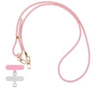 Olgary Cordino Per Cellulare Universale Telefono Phone Lanyard Tracolla con 2 Patch, Collana Nylon Cinturino Regolabile In Pelle Intrecciata, Compatibile Con La Maggior Parte Degli Smartphone, Rose