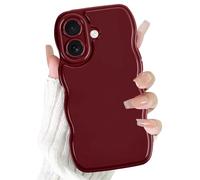 Olgary Custodia per iPhone 17 Cover, Aesthetic Disegni Modello Forma Estetica Seplice e Ondulata, Custodia Protettiva Colori Silicone Morbido Antiurto Protezione Fotocamera per Donne, Borgogna