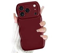 Olgary Custodia per iPhone 17 Pro Max Cover, Aesthetic Disegni Modello Forma Estetica Seplice e Ondulata, Custodia Protettiva Colori Silicone Morbido Antiurto Protezione Fotocamera per Donne, Borgogna