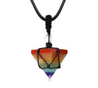 OLGER Adoral Collana, Collana con Ciondolo A Piramide 7 Chakra Stone Reiki Balance Healing Crystal Collana Gemma Collana con Corda Regolabile Boho Yoga Gioielli per Donna Uomo Ragazza Regalo