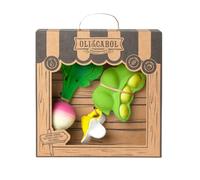 Oli & Carol Set regalo per bambini, 1 mini massaggiagengive + 2 anelli edamamame radico banana giocattolo da bagno