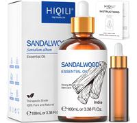 Oli essenziali di legno di sandalo HIQILI 100ML, natura pura al 100% per aromaterapia, diffusore, umidificatore, massaggio, meditazione, candela