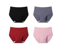 Oliaekd Mutandine da Donna a Vita Alta, in Cotone, morbide, Elasticizzate, Confezione da 4