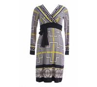 Olian Maternità Donna Grigio Giallo Geometrico Stampa Sandra Abito Nwt